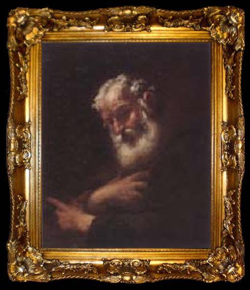 framed  unknow artist Study of a bearded old man,possibly a hermit,half-length, ta009-2