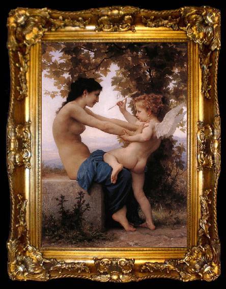 framed  Adolphe William Bouguereau Girl Defending Herself Against Love, ta009-2