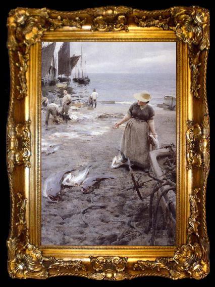 framed  Anders Zorn Fiskmarknad i St Ives, ta009-2