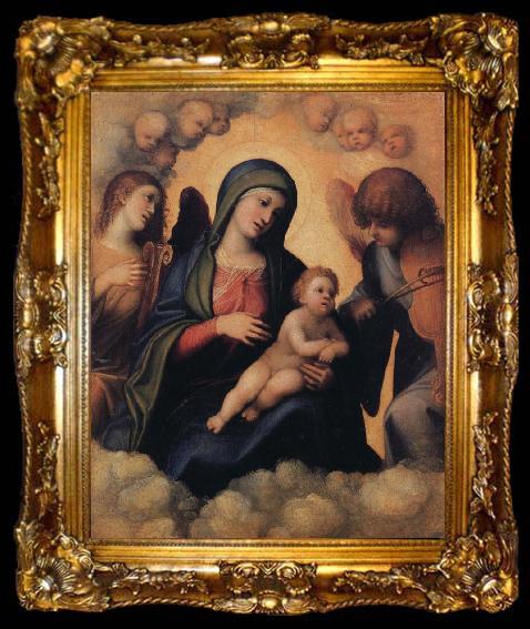 framed  Correggio Madonna and Child with Angels playing Musical Instruments, ta009-2