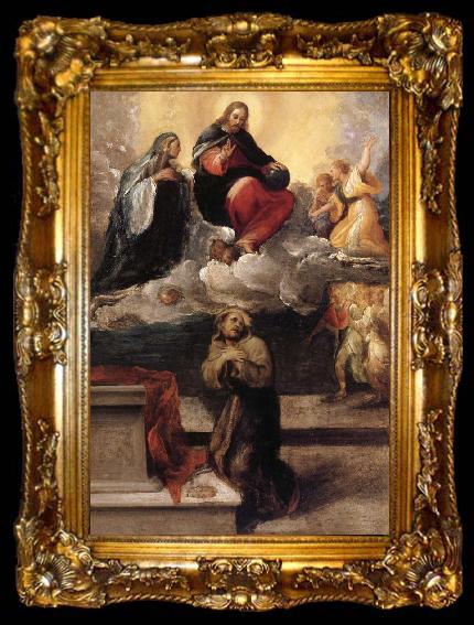 framed  Faccini,Pietro Le Christ et la Vierge apparaissent a Saint Francois d