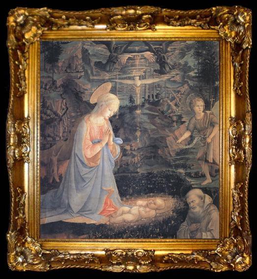 framed  Fra Filippo Lippi The Adoration of the Infant Jesus, ta009-2