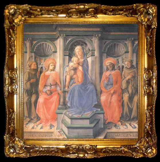 framed  Fra Filippo Lippi Madonna and Child Enthroned with Sts Francis,Damian,Cosmas and Anthony of Padua, ta009-2
