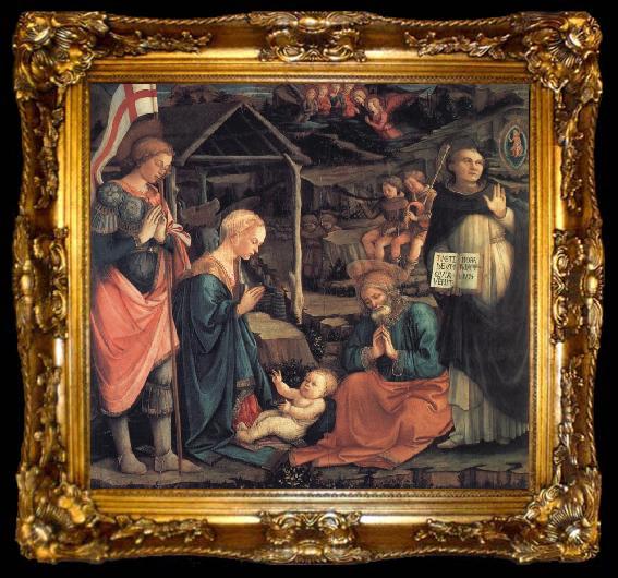 framed  Fra Filippo Lippi The Adoration of the Infant Jesus with St George and St Vincent Ferrer, ta009-2