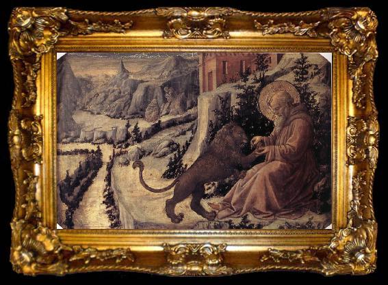 framed  Fra Filippo Lippi St Jerome and the Lion, ta009-2