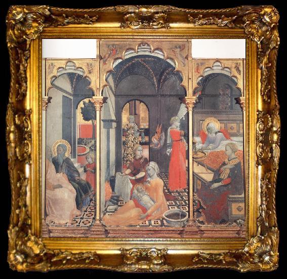 framed  Fra Filippo Lippi The Osservanza Master The Birth of the Virgin,with other Scenes of her Life, ta009-2