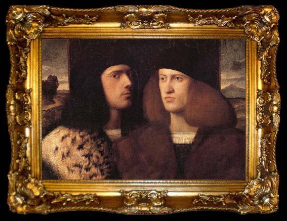 framed  Giovanni Cariani Portrait de deux jeunes gentilhommes venitiens, ta009-2