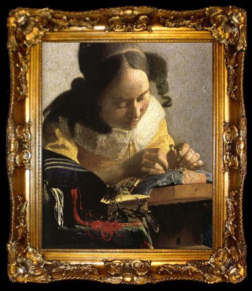 framed  Jan Vermeer Details of The Lacemaker, ta009-2