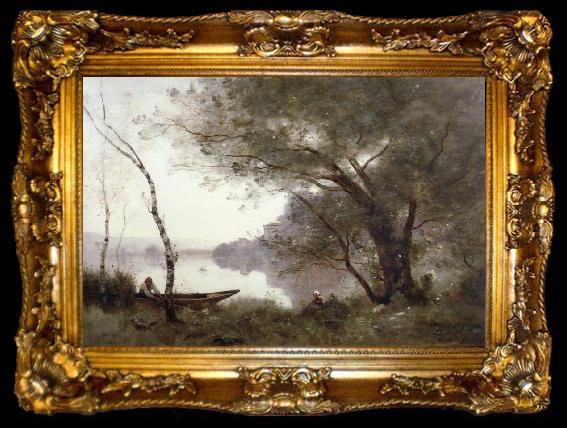 framed  Jean Baptiste Camille  Corot THe boatman of mortefontaine, ta009-2