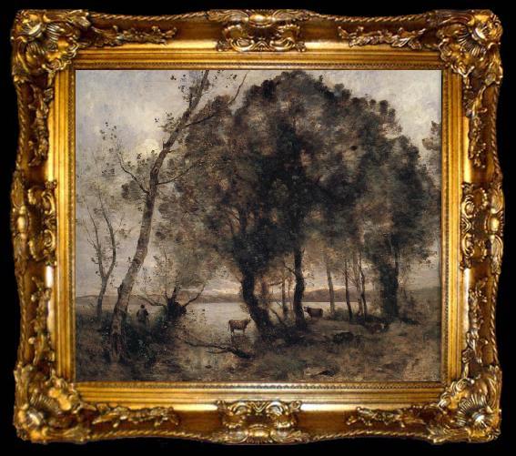 framed  Jean Baptiste Camille  Corot The lake, ta009-2