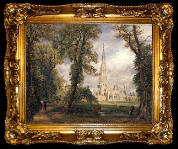 framed  John Constable Salisbury cathedral from the bishop