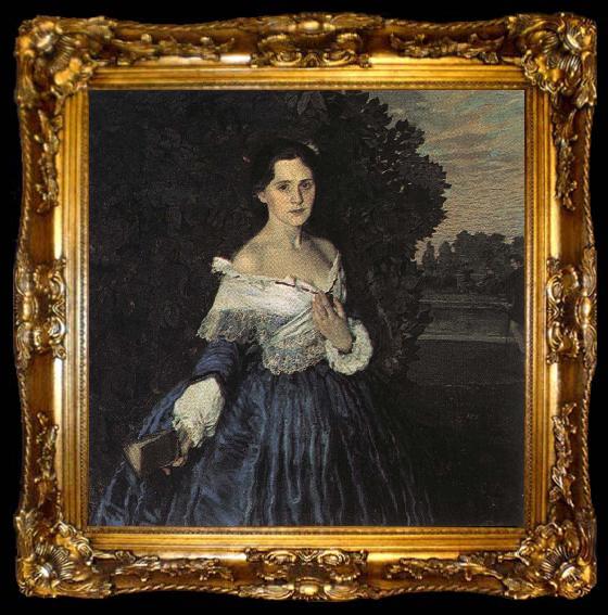 framed  Konstantin Somov Lady in Blue, ta009-2