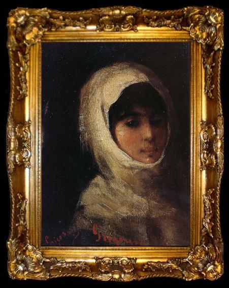 framed  Nicolae Grigorescu Girl with White Veil, ta009-2