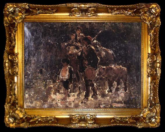 framed  Nicolae Grigorescu Gypsies with Bear, ta009-2