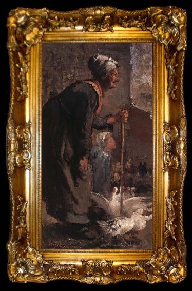framed  Nicolae Grigorescu Old Woman with Geese, ta009-2