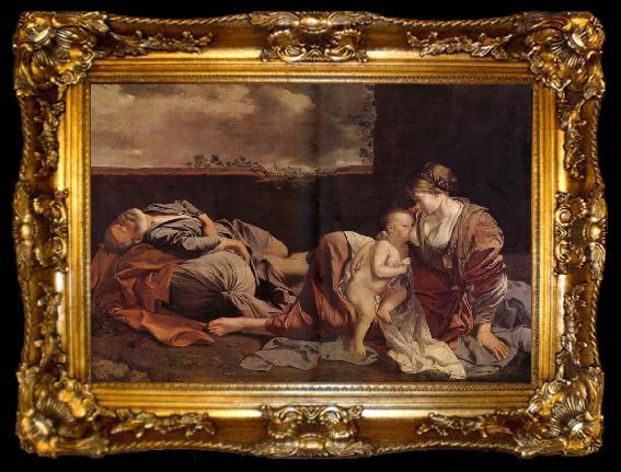 framed  Orazio Gentileschi Le Repos de la Sainte Famille pendant la fuite en Egypte, ta009-2