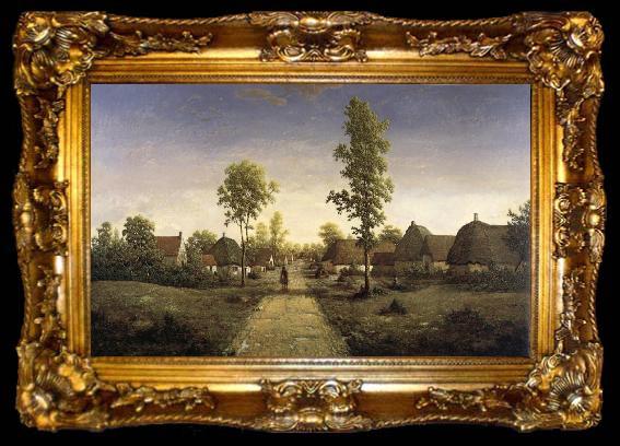 framed  Pierre etienne theodore rousseau The village of becquigny, ta009-2
