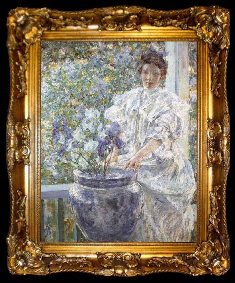 framed  Robert Reid Woman with a Vase of Irises, ta009-2