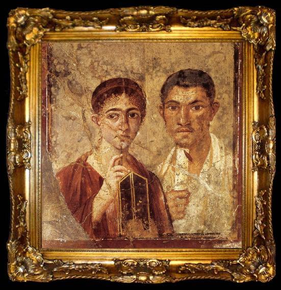 framed  unknow artist Portrait of a Man and His Wife,from pompeii, ta009-2