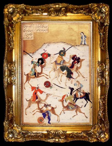 framed  unknow artist Battle Between Soldiers Riding Camels, ta009-2
