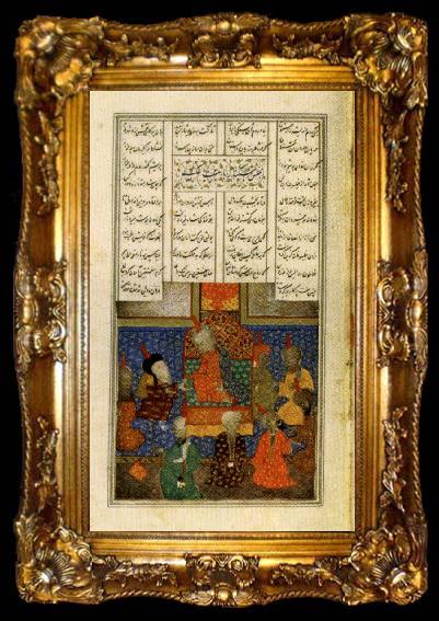 framed  unknow artist Iskander Meets with the Sages,from the Khamsa of Nizami, ta009-2