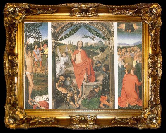 framed  Hans Memling The Resurrection with the Martyrdom of st Sebastian and the Ascension a triptych (mk05), ta009-2