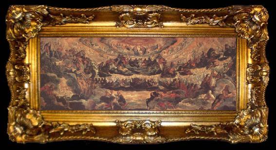 framed  Jacopo Robusti Tintoretto Sketch for Paradise in the Sala del Maggior Consiglio at the Ducal Palace at Venice (mk05), ta009-2