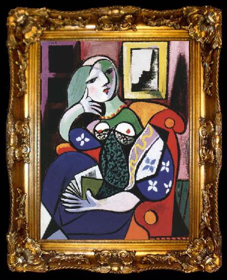framed  pablo picasso Woman with Book (mk04), ta009-2
