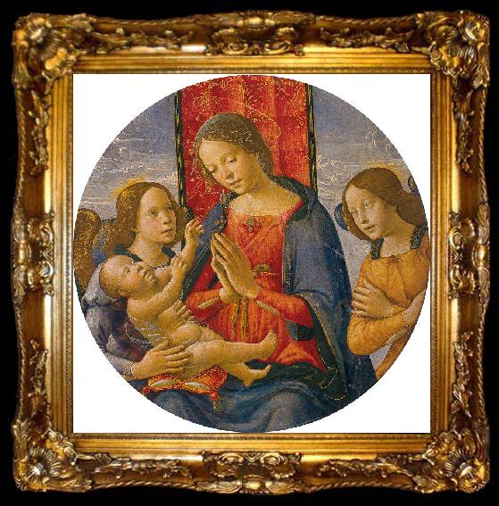framed  Mainardi, Sebastiano Virgin Adoring the Child with Two Angels, ta009-2