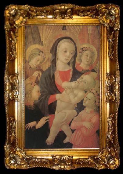 framed  Master of The Castello Nativity The Virgin and Child Surrounded by Four Angels (mk05), ta009-2
