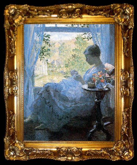 framed  Melchers, Gari Julius Young Woman Sewing, ta009-2
