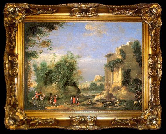 framed  Napoletano, Filippo Landscape with Ruins and Figures, ta009-2