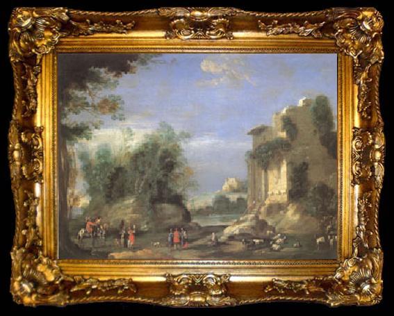 framed  Napoletano, Filippo Landscape with Ruins and Figures (mk05), ta009-2