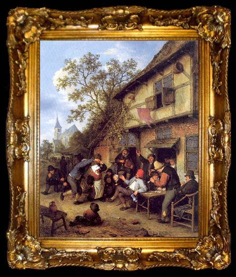 framed  Ostade, Adriaen van Merrymaking Outside an Inn, ta009-2