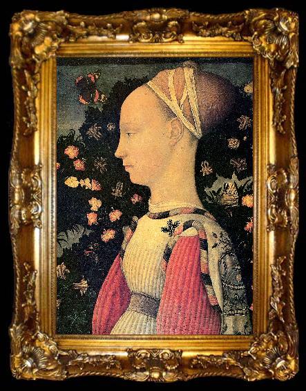 framed  PISANELLO Portrait of Ginerva d