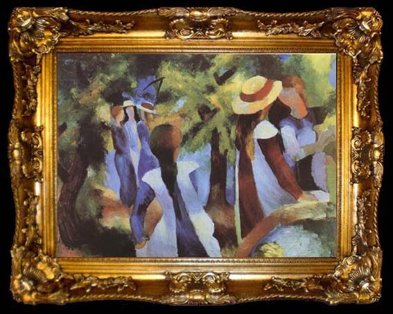 framed  August Macke Girls Amongst Trees (mk09), ta009-2