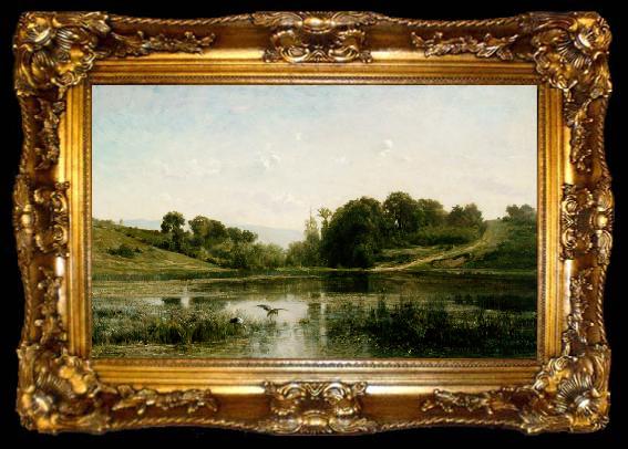framed  Charles-Francois Daubigny Landscape at Gylieu (mk09), ta009-2