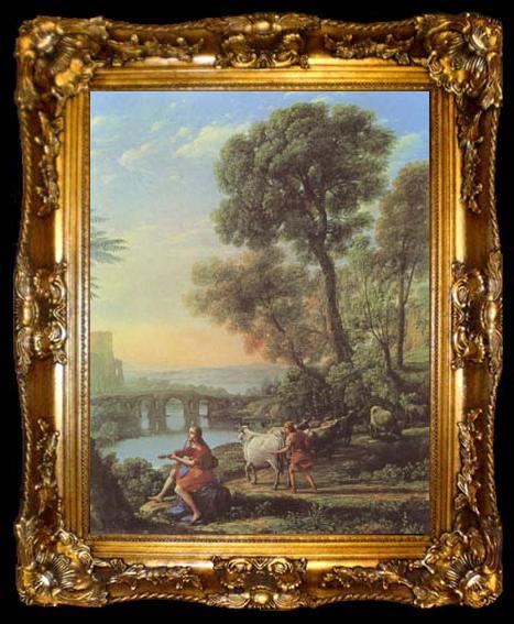 framed  Claude Lorrain Landscape with Apollo and Mercury (mk08), ta009-2
