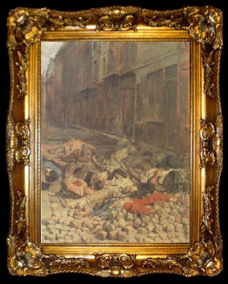 framed  Ernest Meissonier The Barricade,Rue de la Mortellerie,June 1848 also called Menory of Civil War (mk05, ta009-2