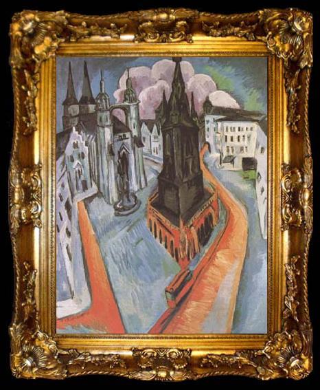 framed  Ernst Ludwig Kirchner The Red Tower in Halle (mk09), ta009-2