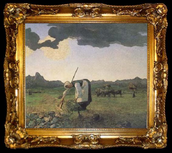 framed  Giovanni Segantini The Hay Harvest (mk09), ta009-2