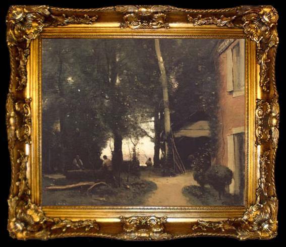 framed  Jean Baptiste Camille  Corot La cour d