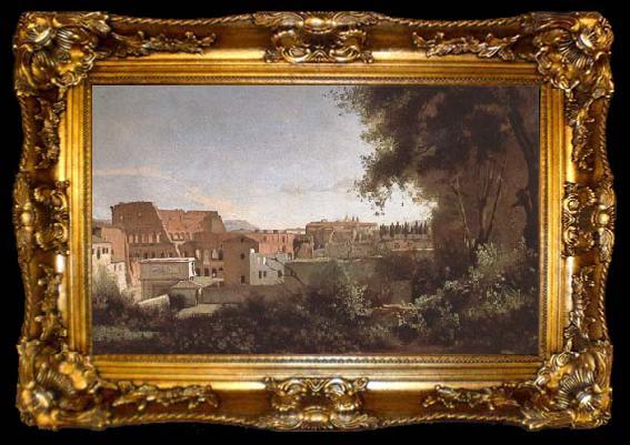 framed  Jean Baptiste Camille  Corot View of the Colosseum from the Farnese Gardens (mk09), ta009-2