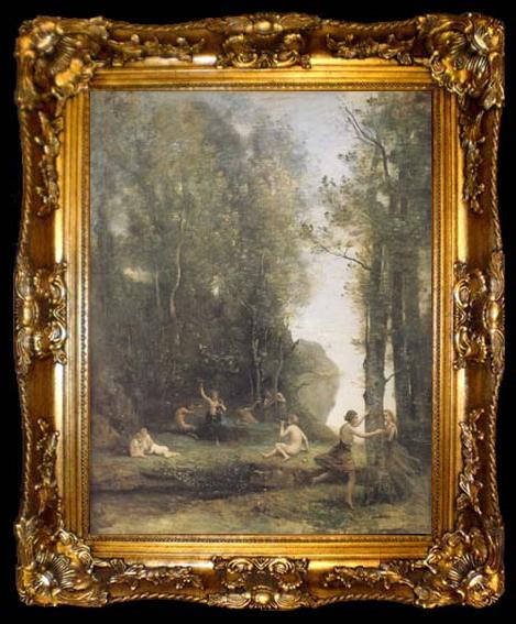 framed  Jean Baptiste Camille  Corot Idylle antique (Cache-cache) (mk11), ta009-2