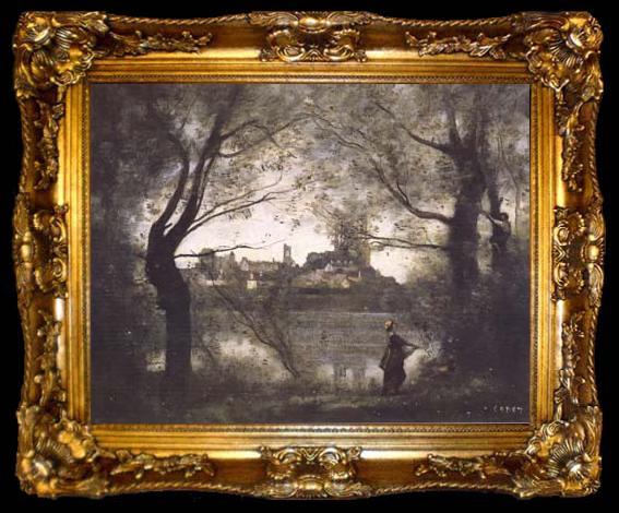 framed  Jean Baptiste Camille  Corot Mantes (mk11), ta009-2