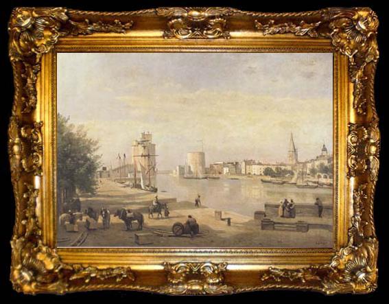 framed  Jean Baptiste Camille  Corot Le port de La Rochelle (mk11), ta009-2