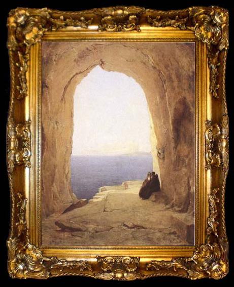 framed  Karl Blechen Monks at the Gulf of Naples (mk09), ta009-2