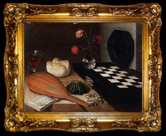 framed  Lubin Baugin Still Life with Chessboard (mk08), ta009-2