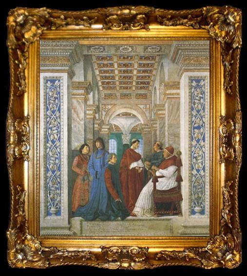 framed  Melozzo da Forli Sixtus IV,his Nephews and his Librarian Palatina (mk08), ta009-2