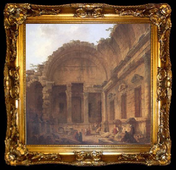framed  ROBERT, Hubert Interior of the Temple of Diana at Nimes (mk05), ta009-2